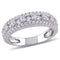 Women'S Engagement Anniversary Bridal 1 1/3 CT T.G.W. Round-Cut Created White Sapphire Sterling Silver Multi-Row Semi-Eternity Ring with Bezel/Prong/Pave Setting